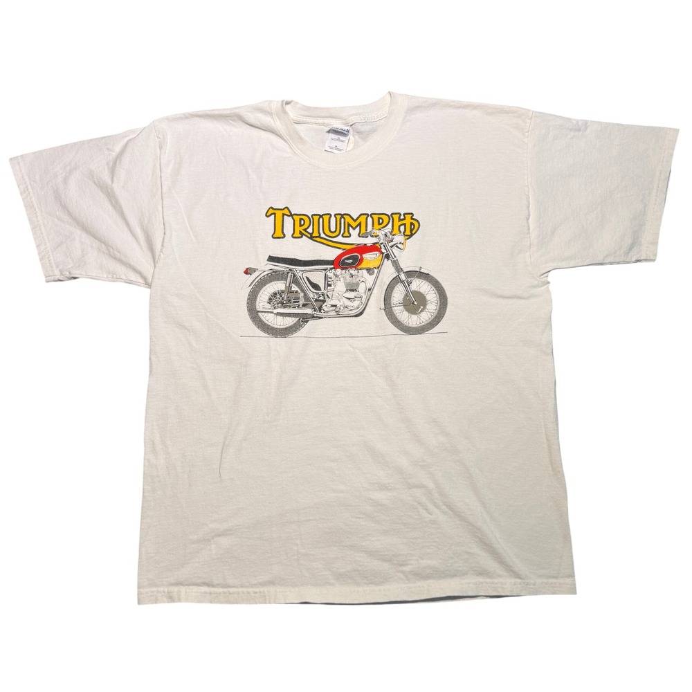 Vintage 90s Triumph Motorcycle T-Shirt White XL
